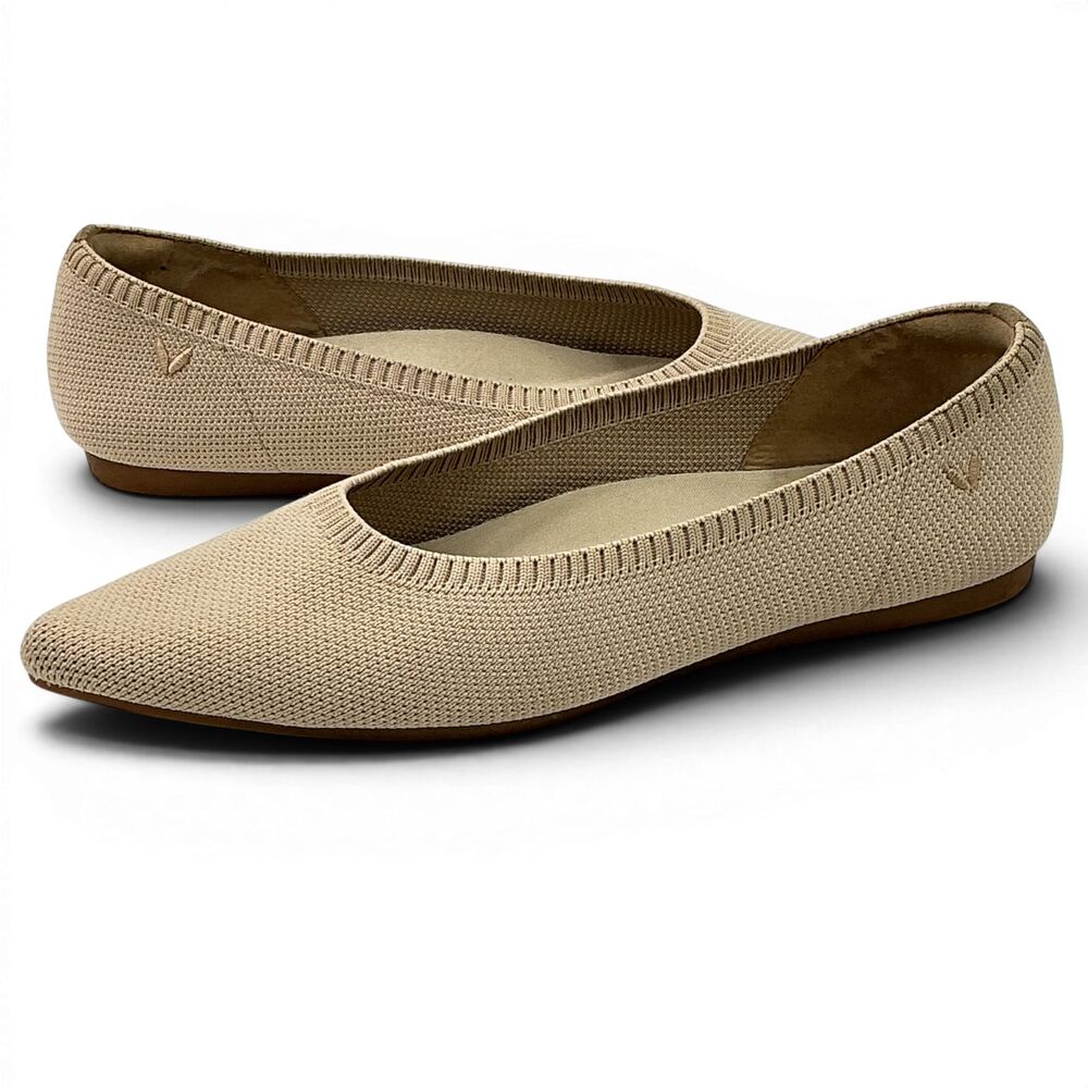 VIVAIA Women's Aria Pointed-Toe Ballet Flats Women's Size 8.5 Almond Beige - Picture 6 of 16